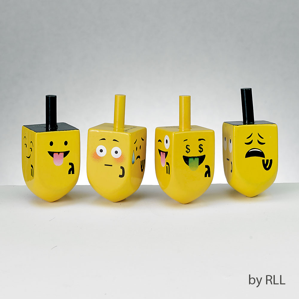 Picture of Rite Lite DRL-79 Emoji 4 Dreidels Painted Wood - Pack of 6
