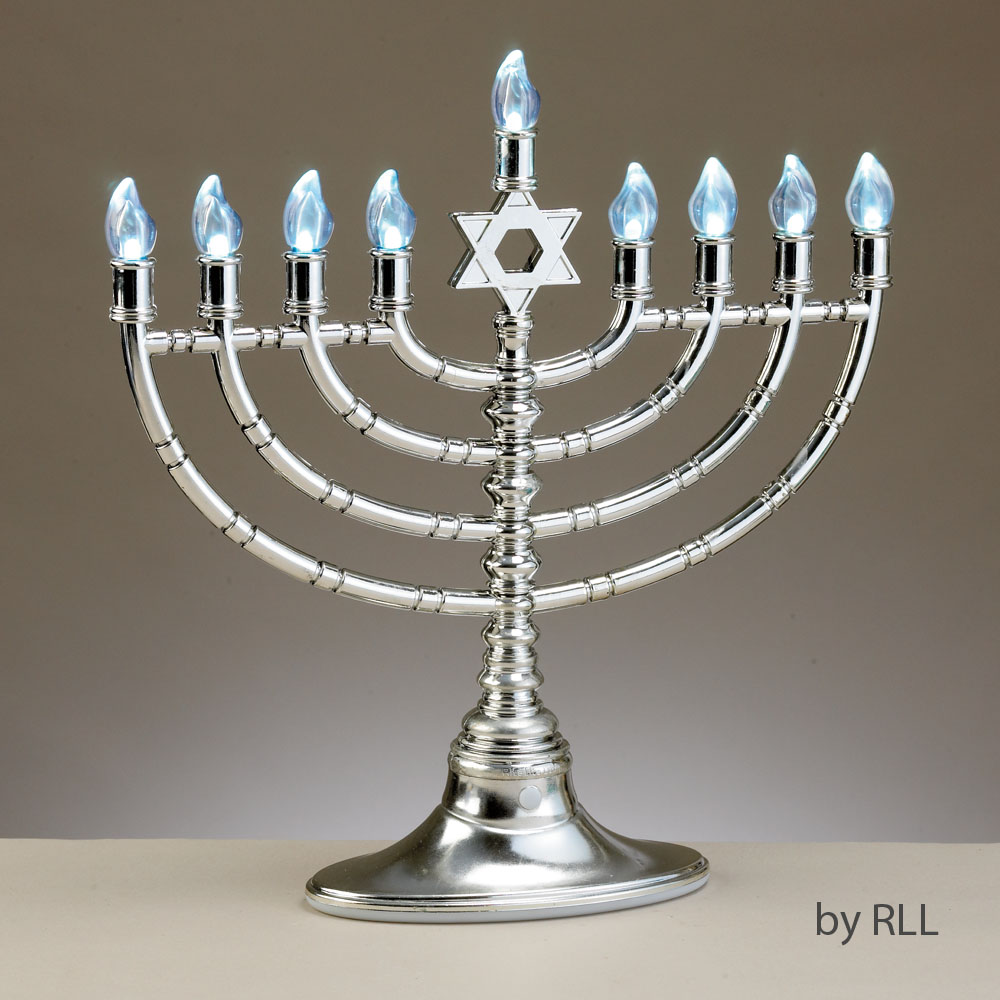 Picture of Rite Lite JRN-210 Silvertone Low Volt LED Menorah with Clear Bulbs - Pack of 3