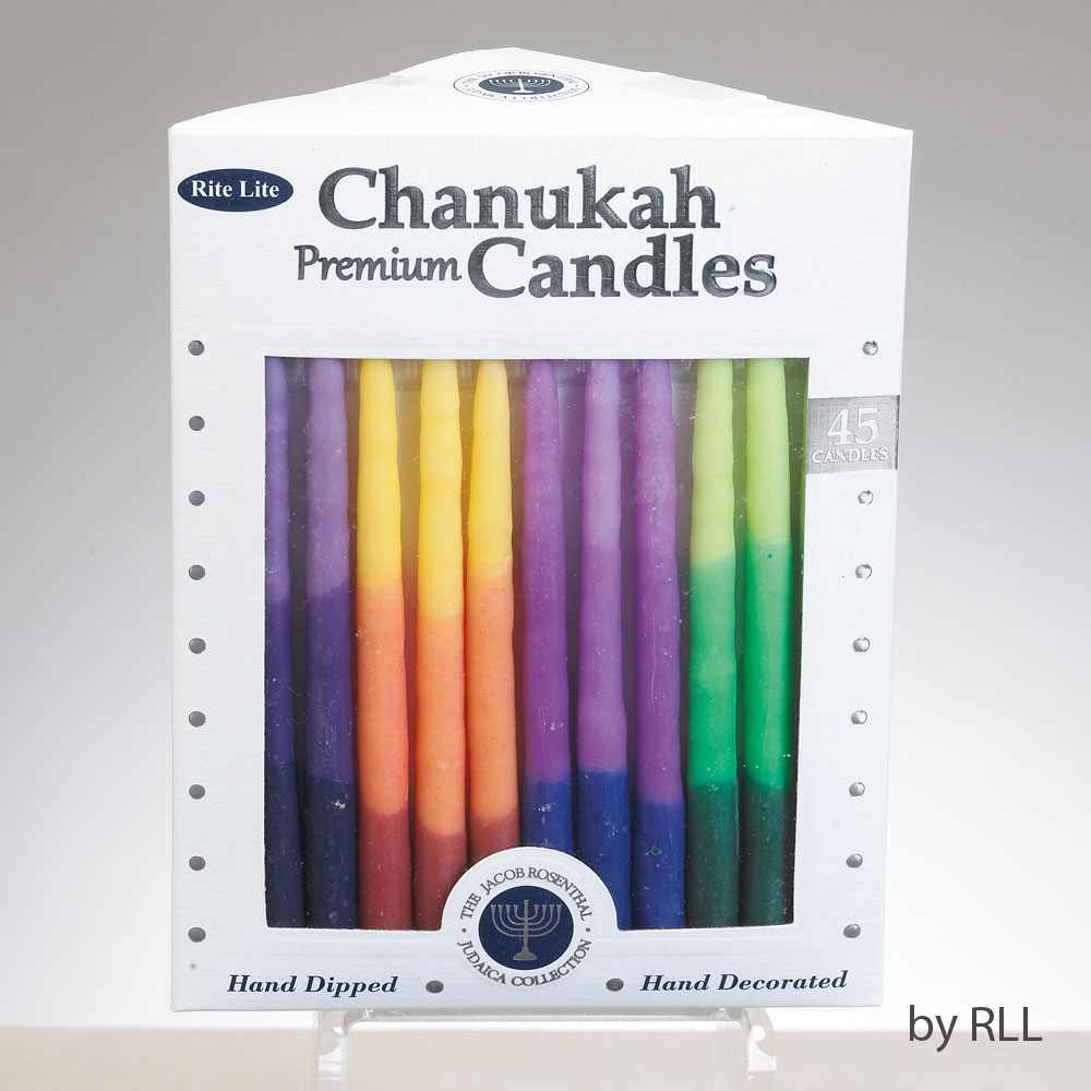 Picture of Rite Lite C-29-MN2 Premium Chanukah Candles, Rainbow Tri-Color - Pack of 12