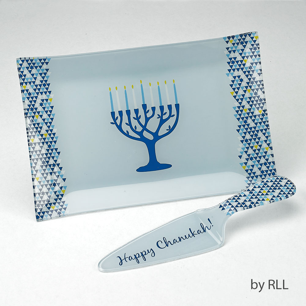 Picture of Rite Lite SCGL-26 Glass Tree of Life Chanukah Tray & Server Set - Pack of 3