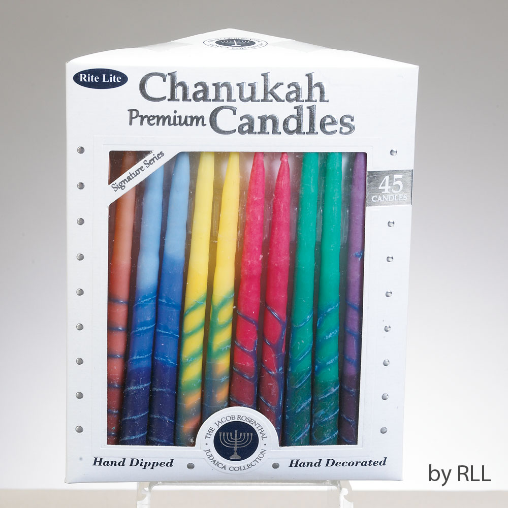 Picture of Rite Lite C-31-MN2 Premium Chanukah Candles Hand Crafted Rainbow Colored Gift Box, 45 per Pack - Pack of 12