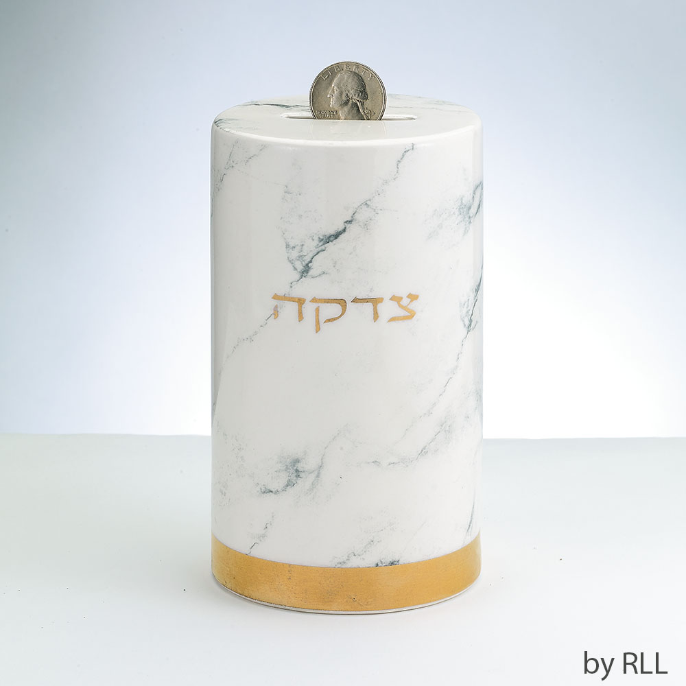 Picture of Rite Lite TBYW-3 Marble Design Ceramic Tzedakah Box&#44; Gold Accents