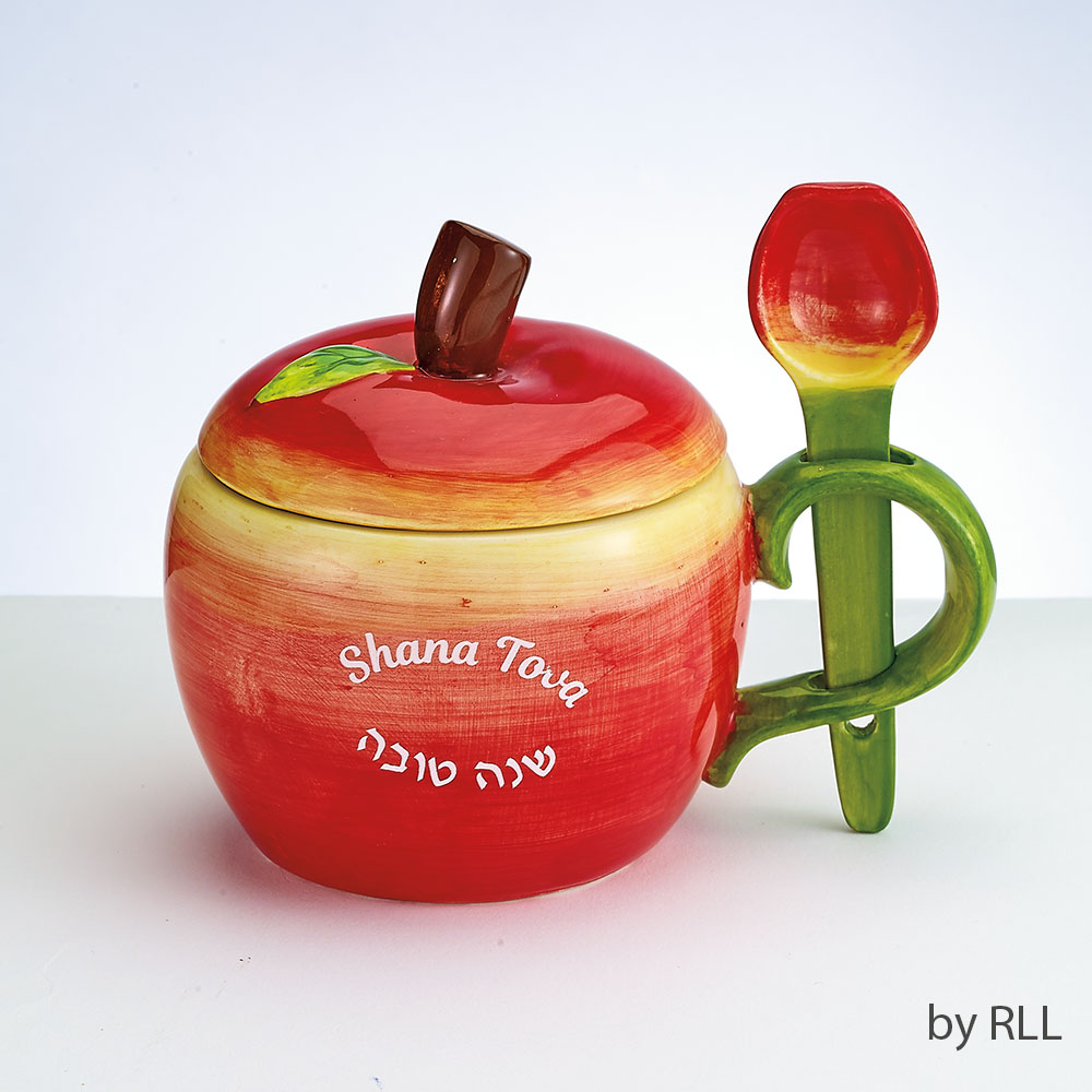 Ceramic Apple Honey Dish with Spoon