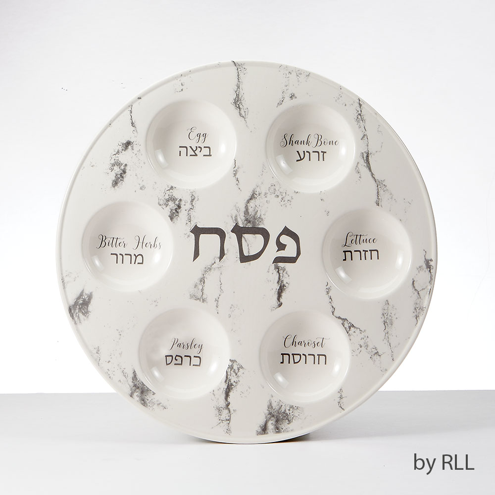 PPSW-61 12 in. Marble Design Ceramic Seder Plate