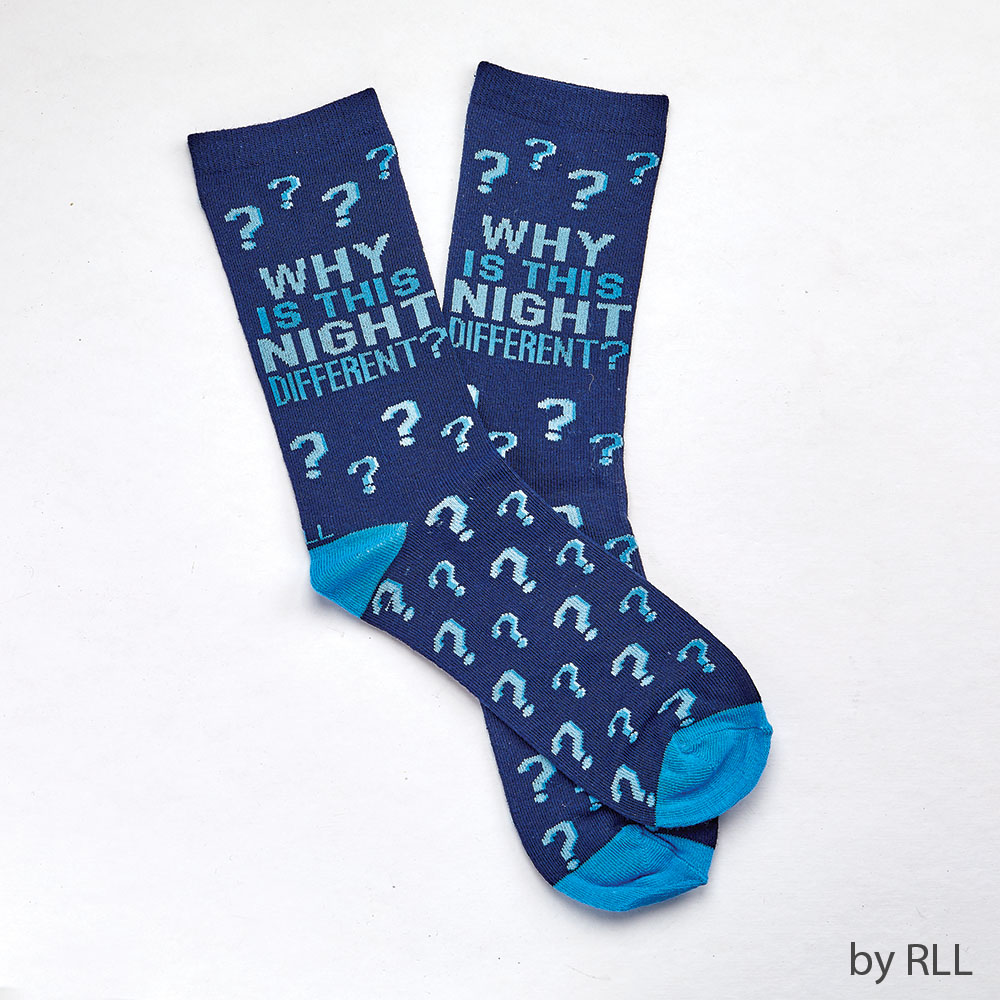 TYPPN-SOCK-A3 Why is this Night Different Passover Crew Sock for Adult