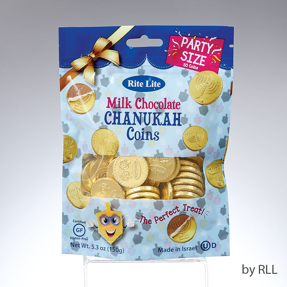 Picture of Rite Lite CH-GELT-BAG Chanukah Gelt Milk Chocolate Coins Party Size - 50 Piece