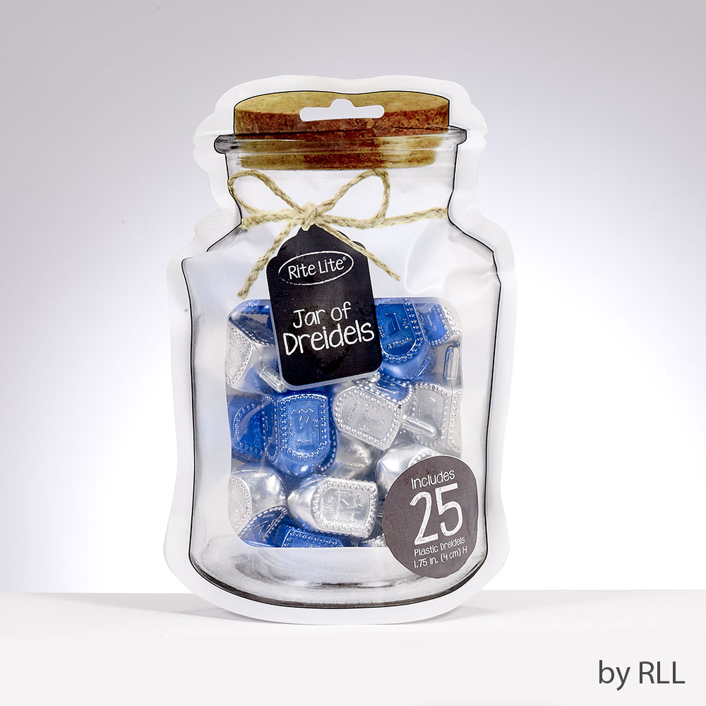 Picture of Rite Lite DRJ-3-SB Metallic Silver & Blue Medium Dreidels Jar&#44; 25 Piece