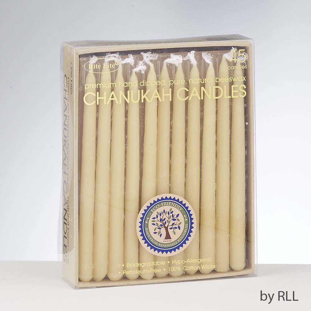 Picture of Rite Lite C-21-N Natural Hand-Dipped Chanukah Beeswax Candles, Pack of 45