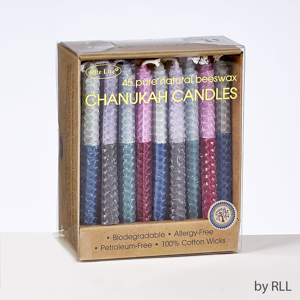 Picture of Rite Lite C-25-R Honeycomb Handrolled Chanukah Beeswax Candles, Multicolor - Pack of 45