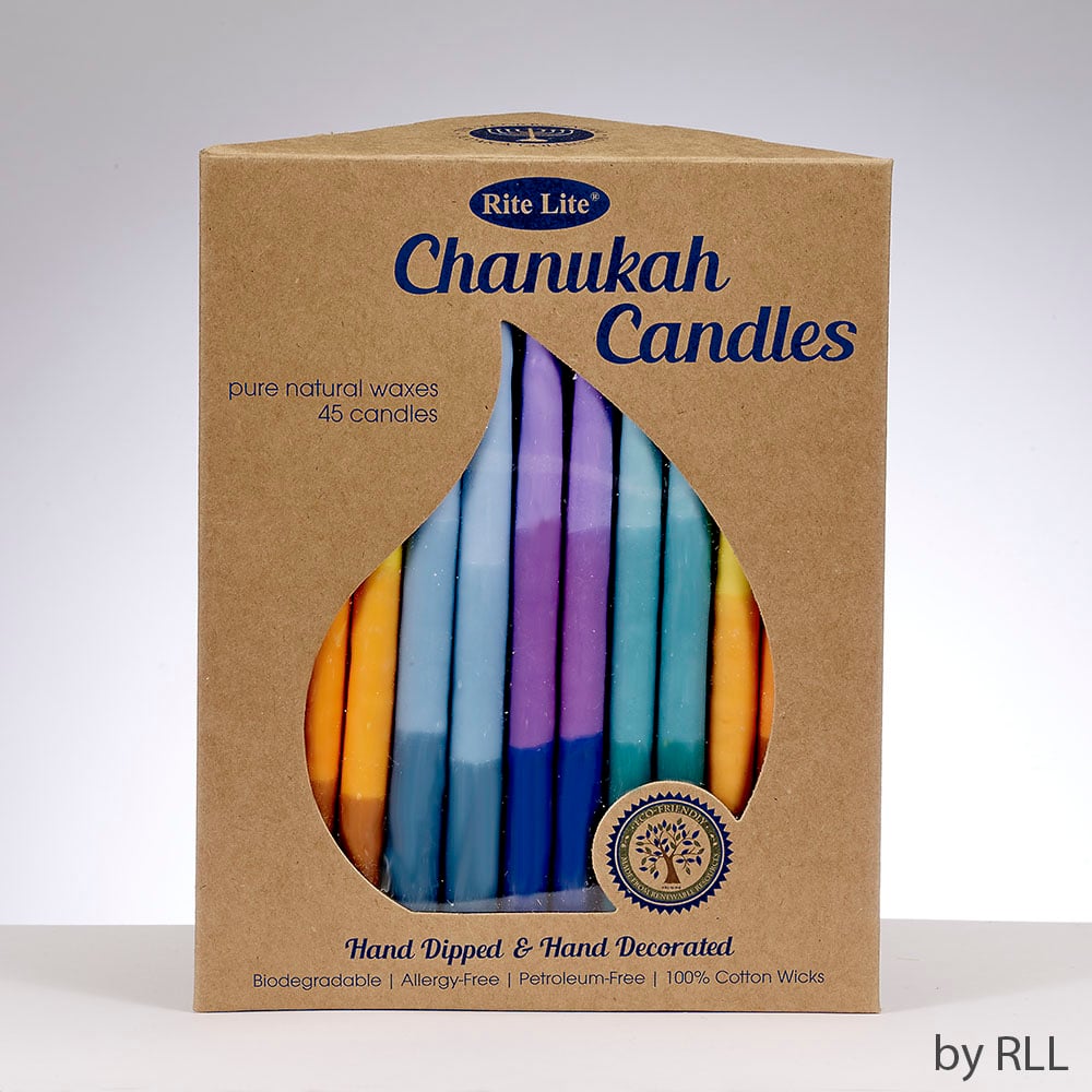 Picture of Rite Lite C-28-MN2 Premium Pure Veg Wax Chanukah Candles, Multi Tri-Color - Pack of 45