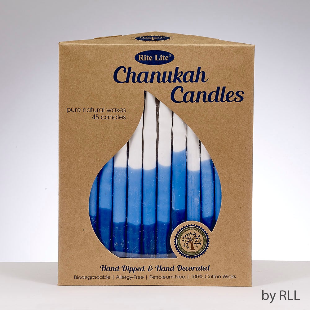 Picture of Rite Lite C-28-BWN2 Premium Pure Veg Wax Chanukah Candles&#44; Blue & White Tri-Color - Pack of 45