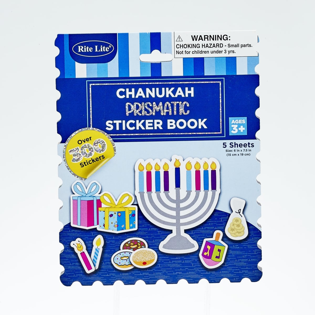 6 x 75 in Chanukah Prismatic 300 Plus Sticker Book  5 Pages