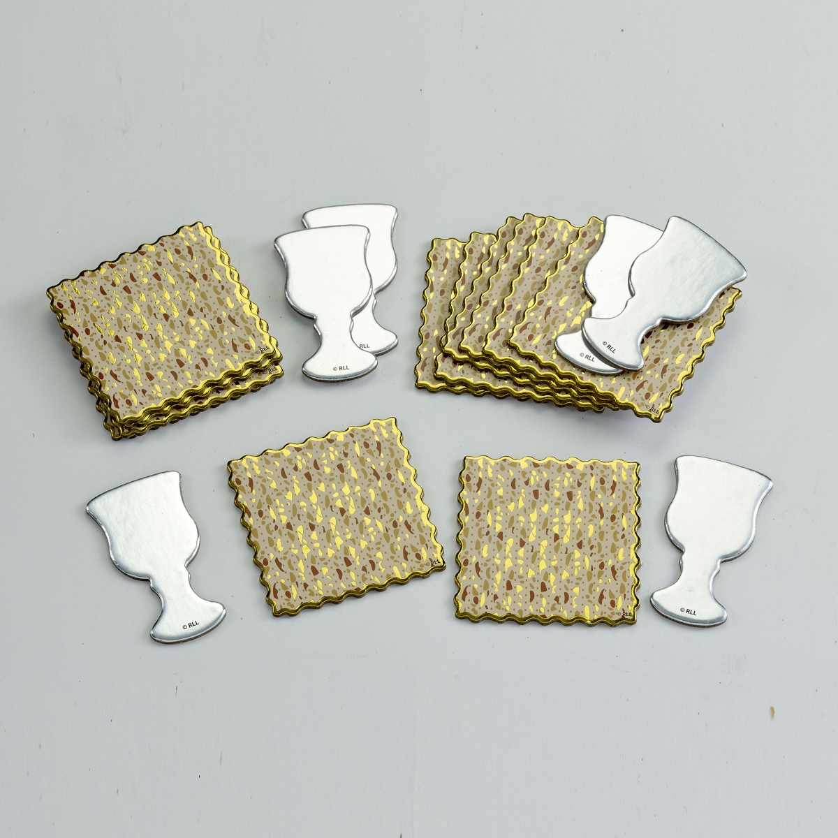 TYPPN-DECO-1 2.25 in. Pass Tablescatters, Chipboard 12 Foiled Matzah, 6 Foiled Cups - 18 per Gift box