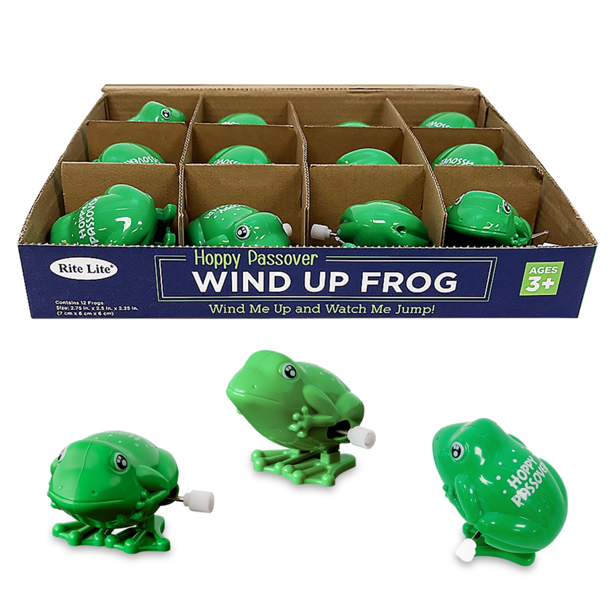 TYPP-FROG-27-DS 2.5 in. Plastic Wind Up Hoppy Passover Frog Design - 12 Dispenser