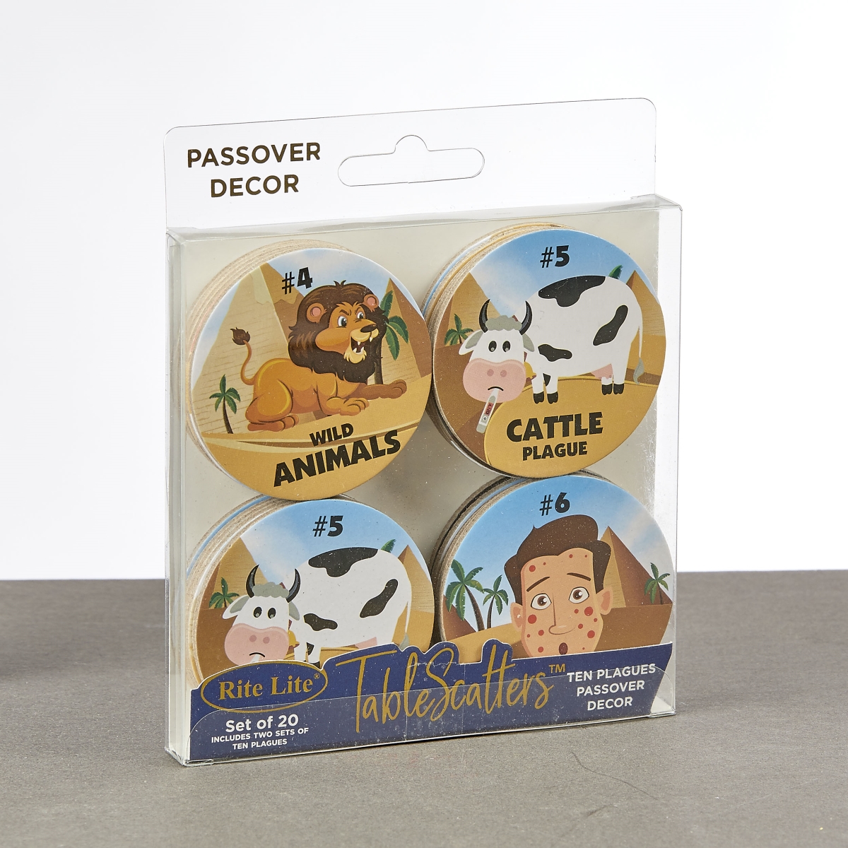 TYPPN-DECO-2 2 in. Multi Passover Tablescatters, Chipboard Plagues, 20 per Color box