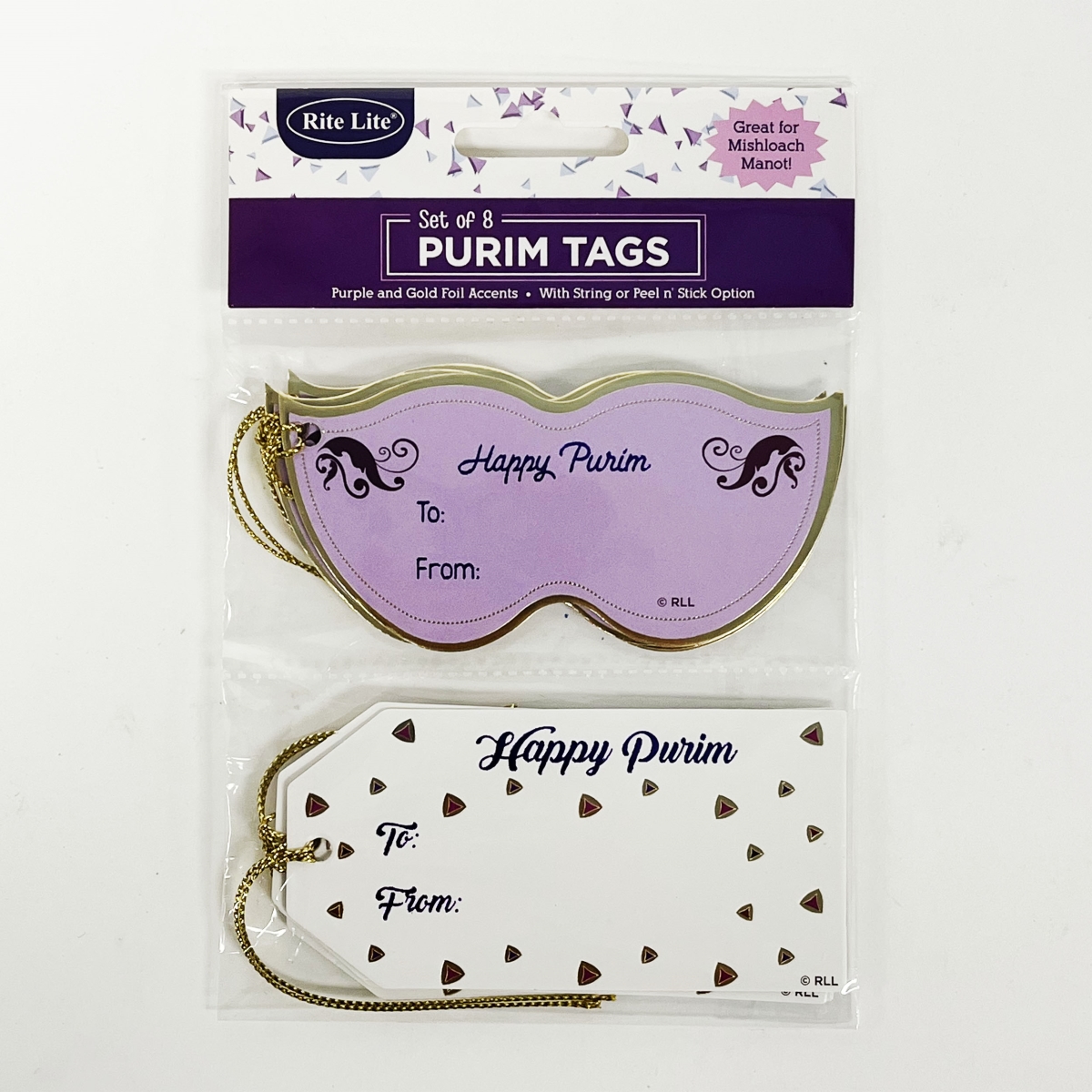 Picture of Rite Lite PR-12242 4 x 2 in. Purim Tags&#44; Foil & Hologrphic Accents - 8 per Pack