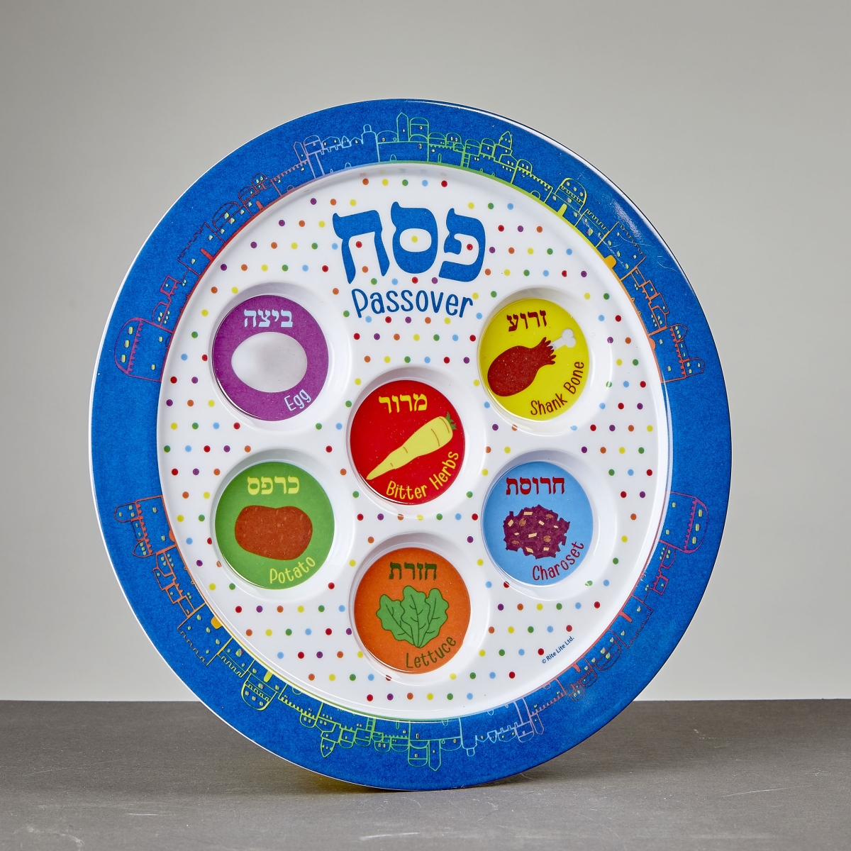 Picture of Rite Lite PP-14171 9 in. Label Childrens Melamine Jerusalem Seder Plate