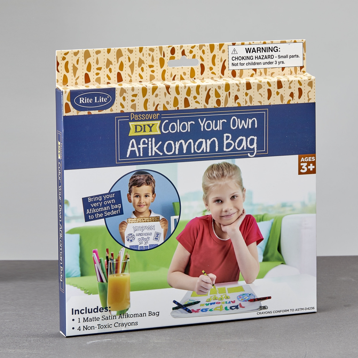 TYKP-AFIK 12 x 10 in. Color Your Own Afikoman Design Bag, Includes Crayons - Color Box
