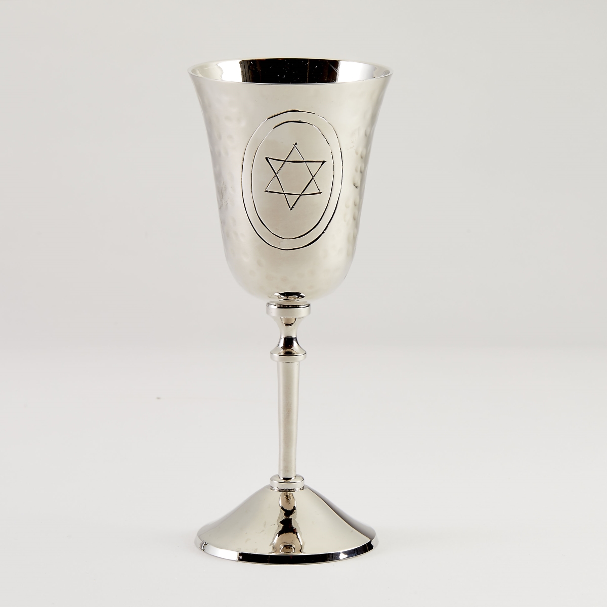 KC-2050-N 6 in. Hammered Star of David Kiddush Cup, Nickel Plated Brass - Pack of 6