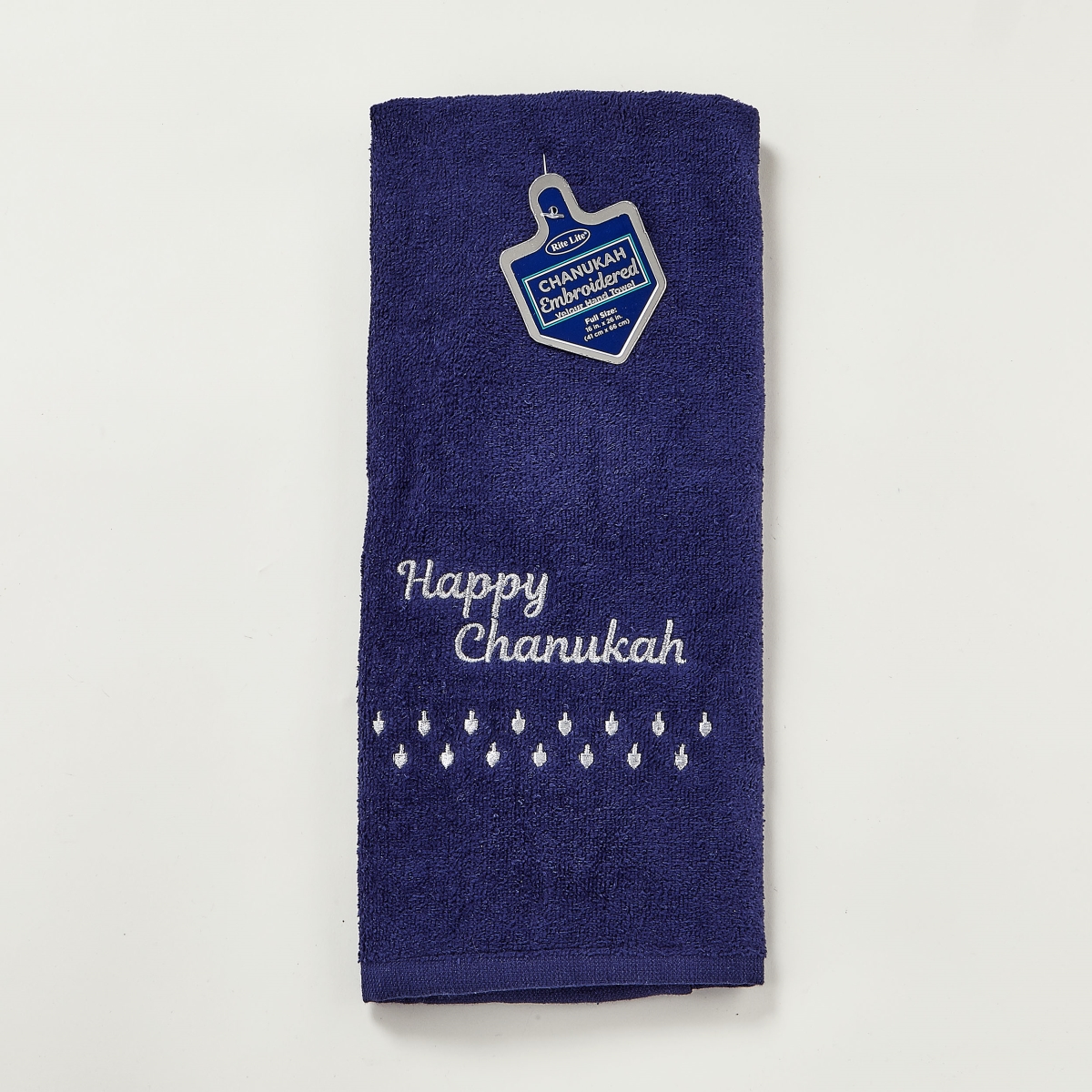 TXH-T-W-8 16 x 26 in. Chanukah Cotton Velour Hand Towel with Silver Embroidery, Navy - Pack of 6