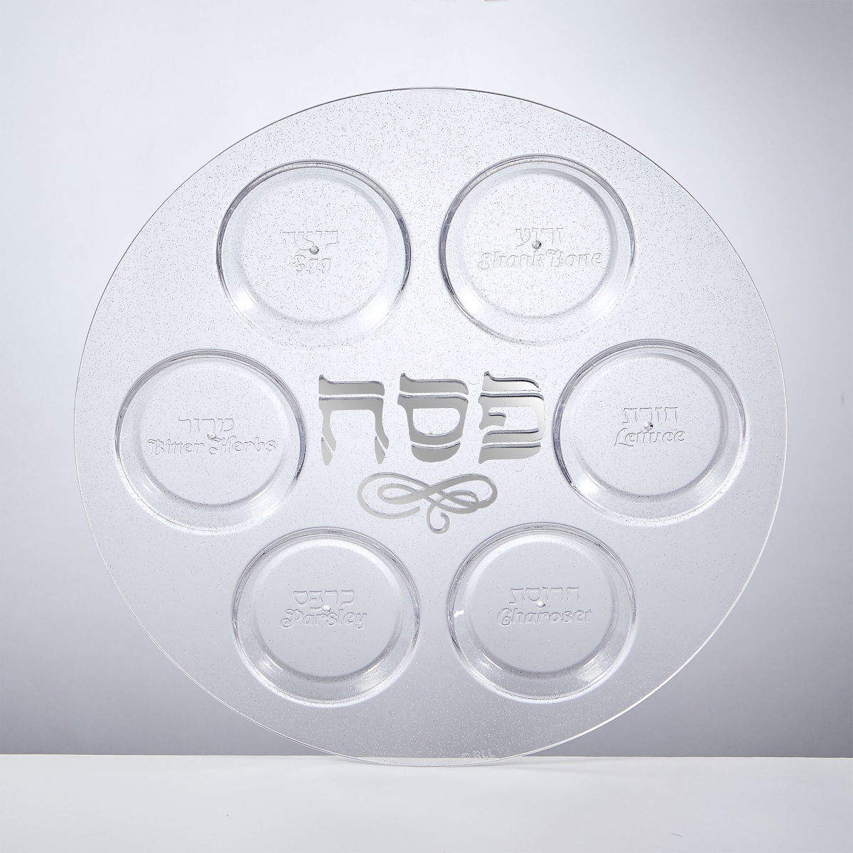 Picture of Rite Lite PP-PL-1 12 in. Round Seder Plate&#44; Clear PS with Glitter & Silver Accents - Pack of 6