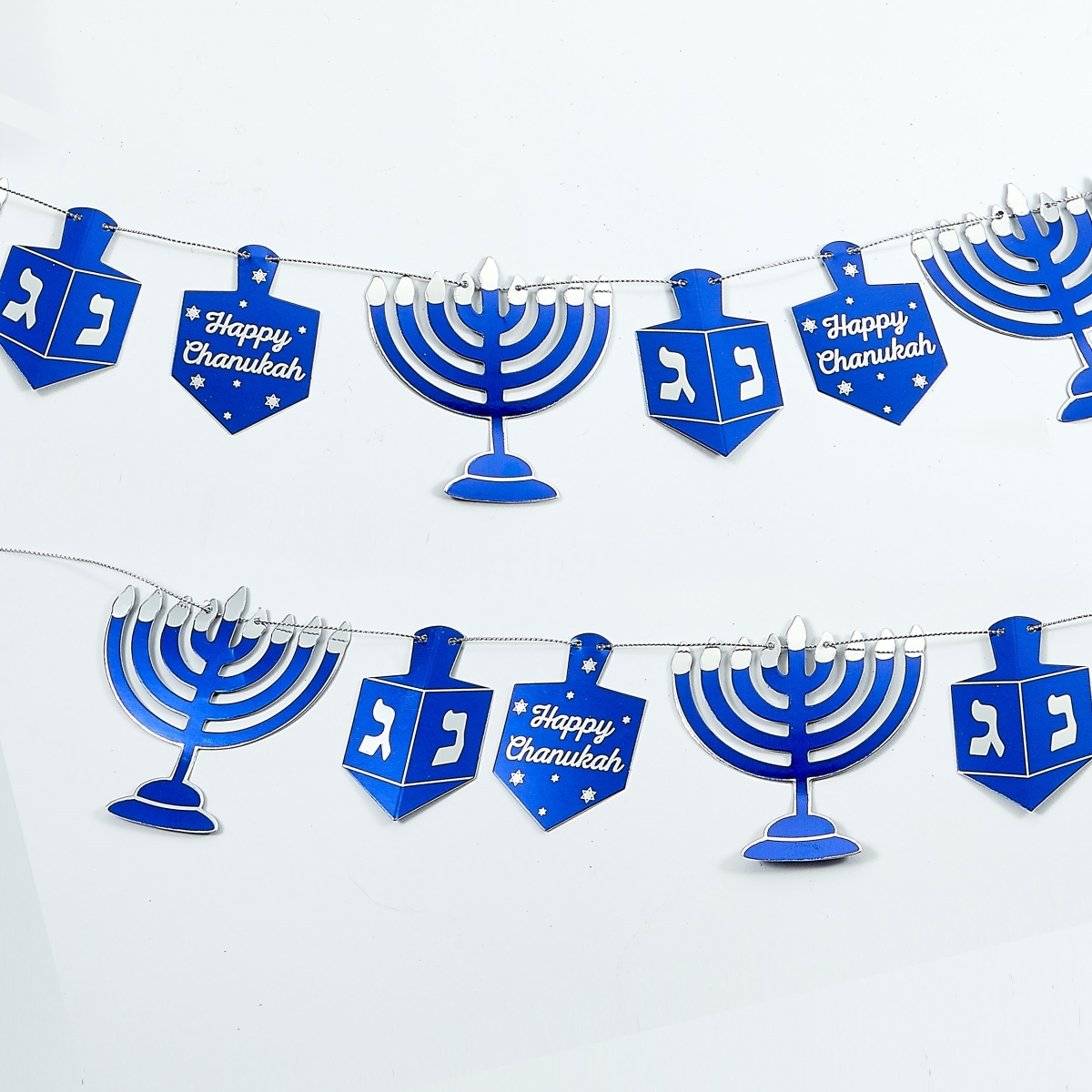 13023 9 ft. Blue & Silver Foil Chanukah Decor Garland, Pack of 6