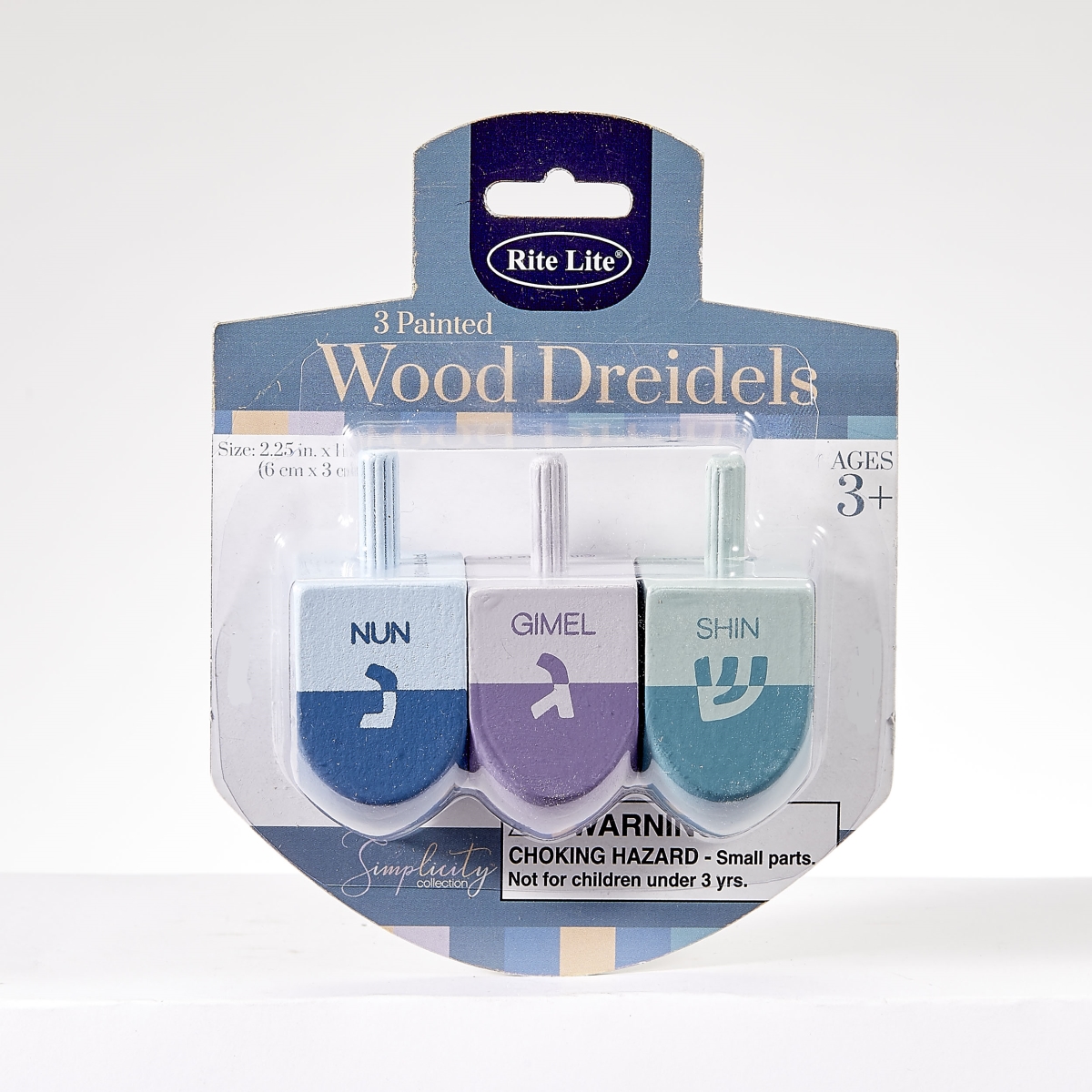 DRL-300-SMP 2.25 in. Colorblock Hand Painted Wood Large Simplicity Dreidels, 3 per Card - Pack of 6