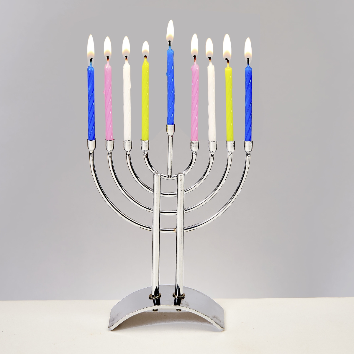 Picture of Rite Lite M-17007 4 x 5 in. Handcrafted Steel Mini Menorah Set with 24 Birthday Candles&#44; Pack of 3