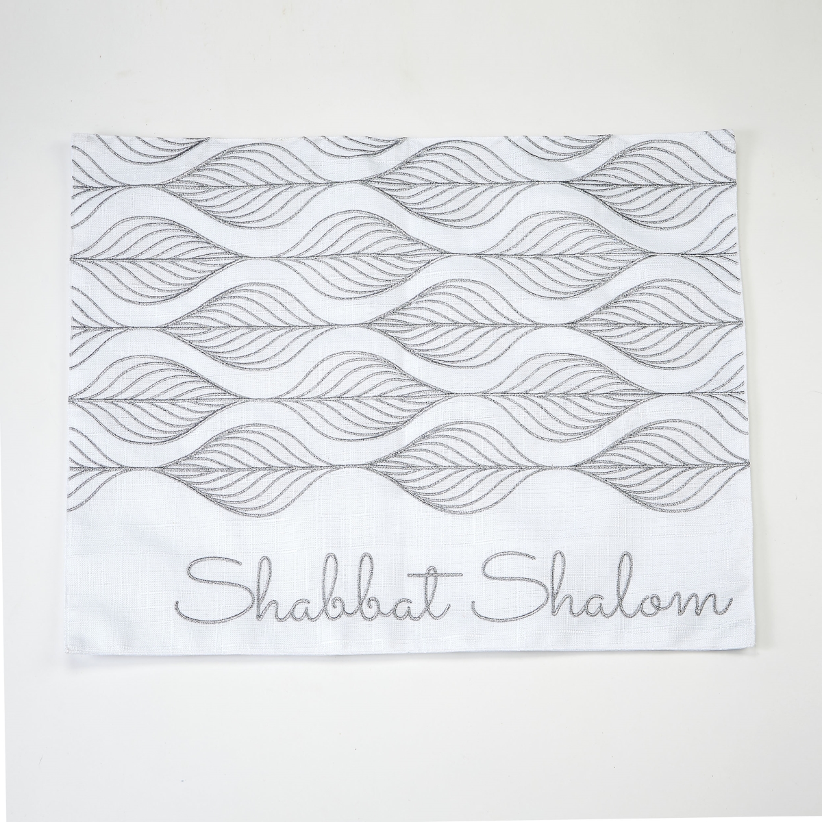 Picture of Rite Lite SHCC-2 16 x 20 in. Embroidered Poly Challah Cover&#44; White with Silver Leaves - Pack of 2