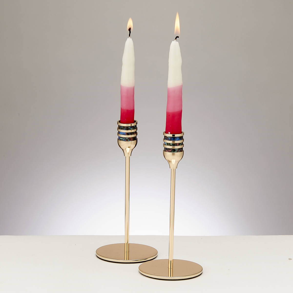 Picture of Rite Lite CSH-33215 7 in. Aluminum Enamel Design Candlesticks&#44; Gold tone - Pack of 2
