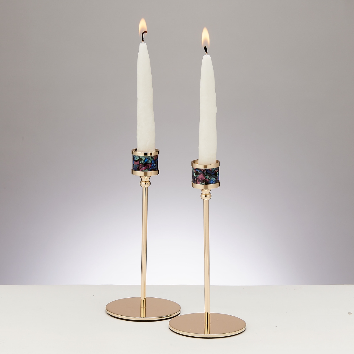 Picture of Rite Lite CSH-33206 7 in. Modern Aluminum Enamel Design Candlesticks&#44; Gold tone - Pack of 2