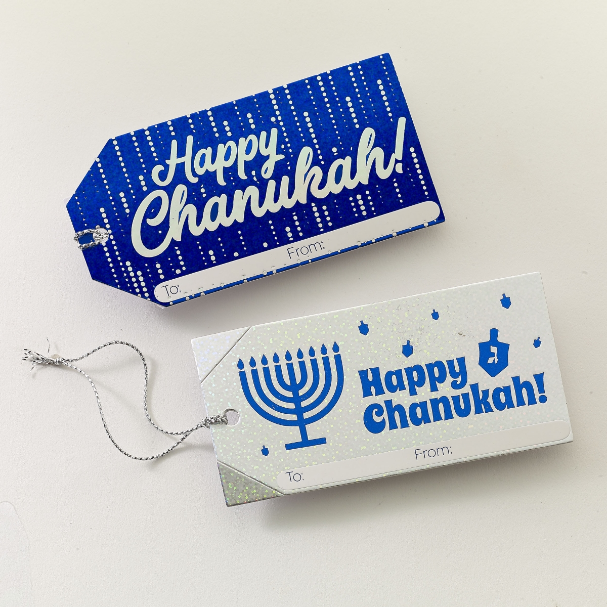 12242-N 4 x 2 in. Blue Foil Prismatic Accents Chanukah Gift Tags, 8 per Pack - Pack of 12