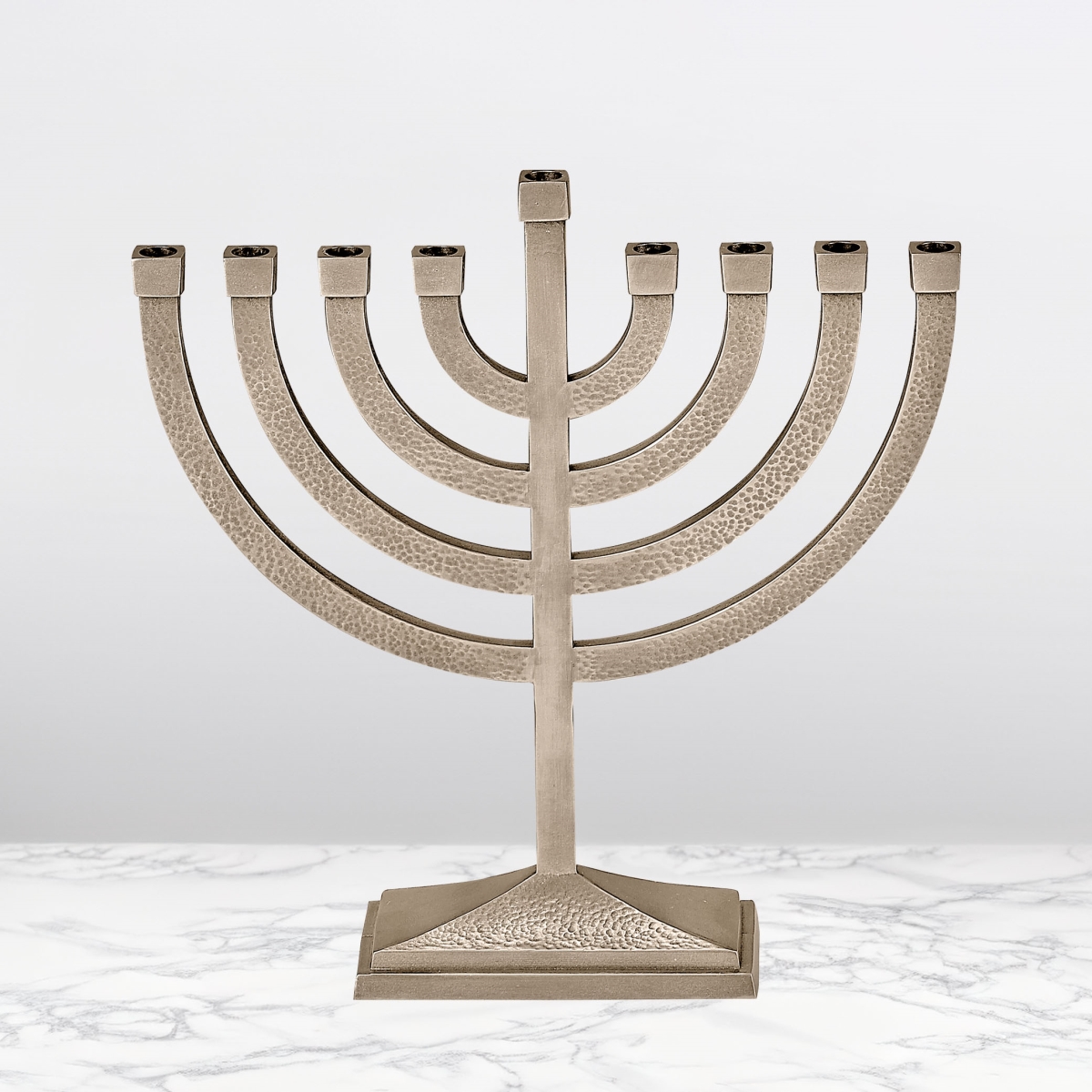 Picture of Rite Lite MP-75-PW 8.5 x 8.5 in. Hammered Aluminum Traditional Menorah&#44; Pewter - Pack of 2