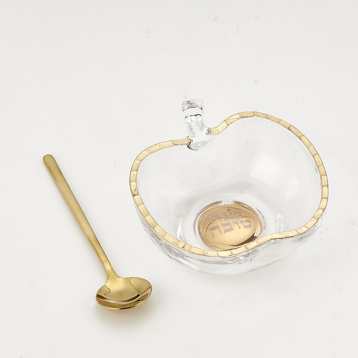 Picture of Rite Lite HDGLA-1 4 x 4.5 in. Apple Shape Glass Honey Dish with Spoon&#44; Gold Accents - Pack of 3