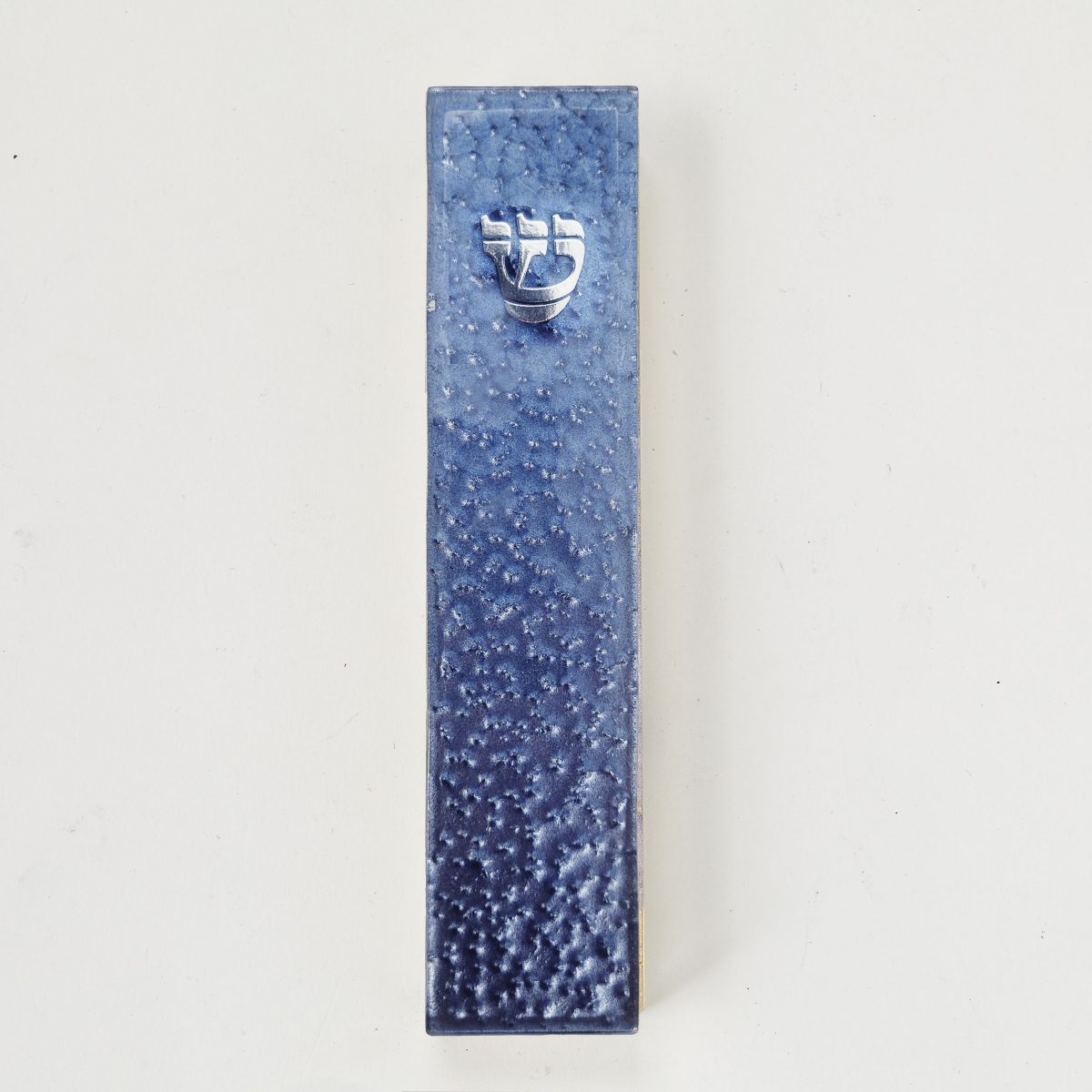 Picture of Rite Lite MZGLA-3 5.5 in. Art Glass Mezuzah Case&#44; Blue Pebbled Silver Accents - Pack of 3