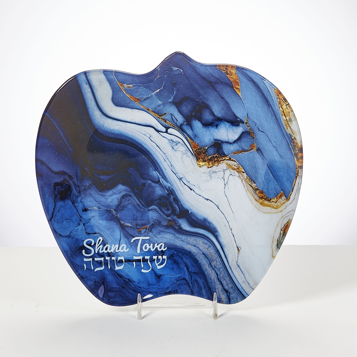 Picture of Rite Lite HDGL-1-B 8 in. Rosh Hashanah Marble Design Glass Apple Plate&#44; Blue - Pack of 3