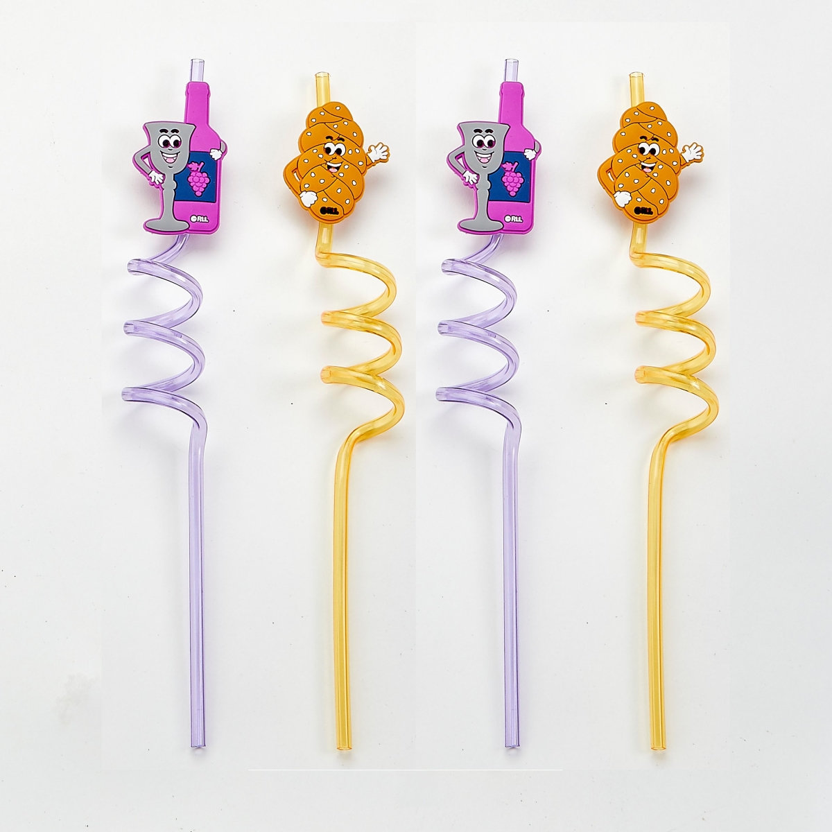 Picture of Rite Lite TYSHN-21 9 in. Plastic Shabbat Fun Straws&#44; Kiddush Cup & Challah - Set of 4 - Pack of 12