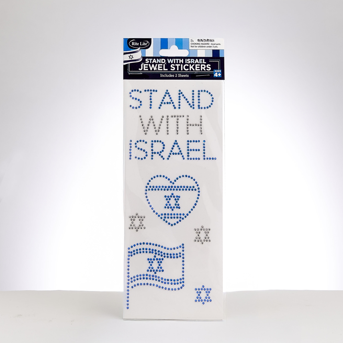 Picture of Rite Lite TYISR-14355 9.5 x 3.75 in. Stand with Israel Jewel Stickers&#44; 2 Sheets per Polybag - Pack of 6