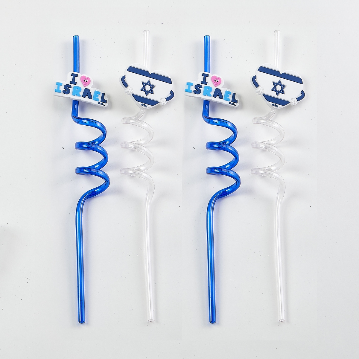 Picture of Rite Lite TYISRN-21 9 in. Stand with Israel Plastic Fun Straws&#44; Blue & White - 4 per Header - Pack of 12