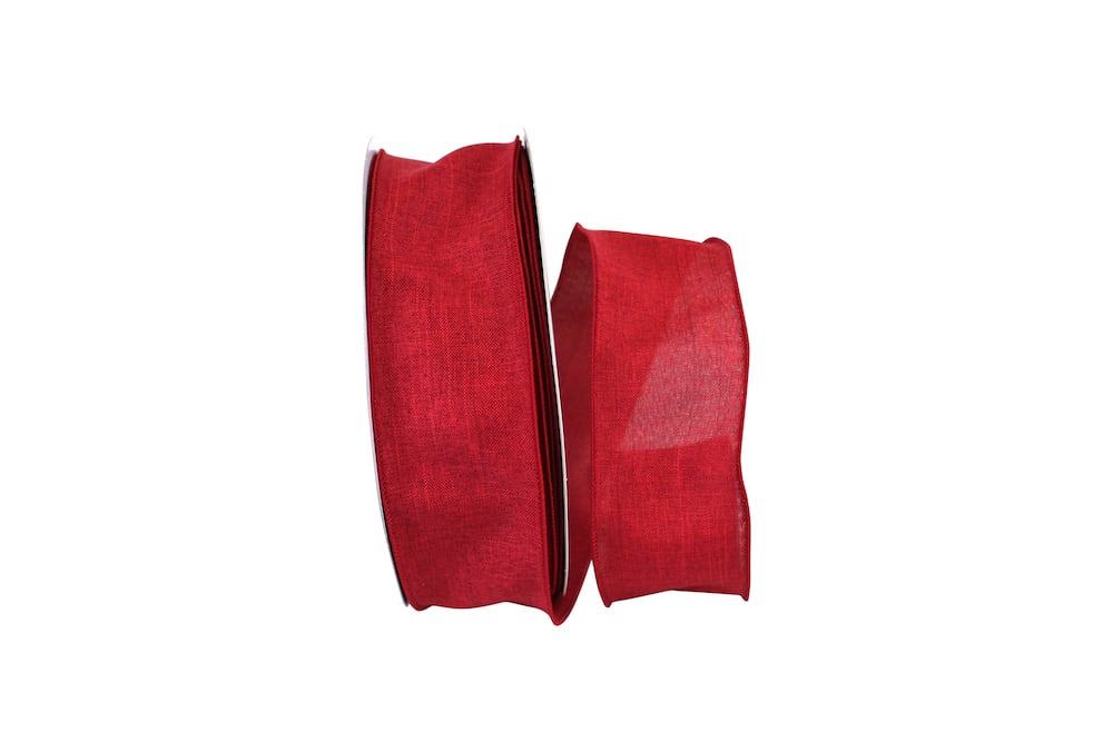 Reliant Ribbon 92573W-908-40K Everyday Linen Value Wired Edge Ribbon - Scarlet - 2.5 in. x 50 Yards