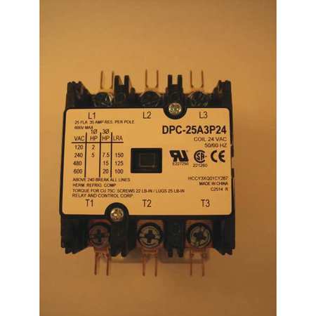 Definite Purpose Contactor, 25 amp, 3 Pole 24 V