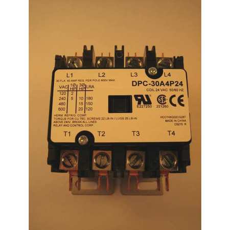 Definite Purpose Contactor, 30 amp, 4 Pole 24 V