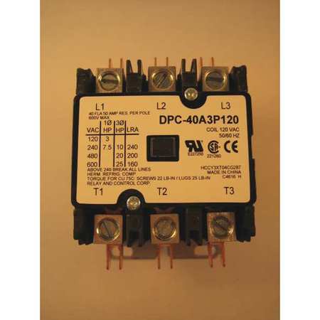 Definite Purpose Contactor, 40 amp, 3 Pole 120 V