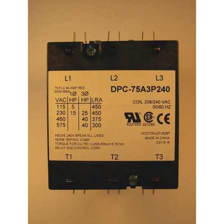 Definite Purpose Contactor, 75 amp, 3 Pole 208-240 V