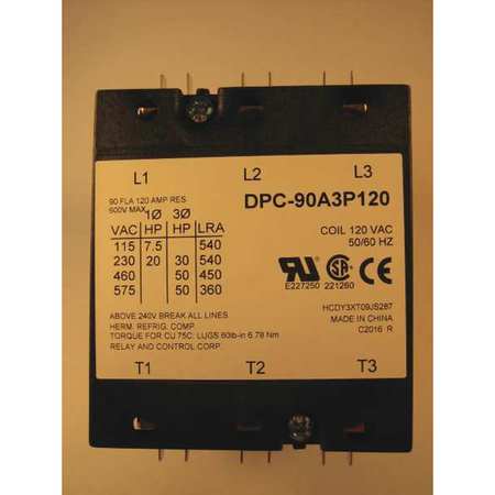 Definite Purpose Contactor, 90 amp, 3 Pole 120 V