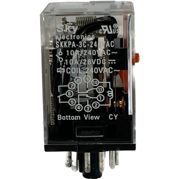 SKKPA3C24AC Relays - 8 & 11 Octal Base Plug In - 3PDT - 11 Pin Plug-In - Octal Base Replaces RCRP3CAC24 24VAC - 60 Hz