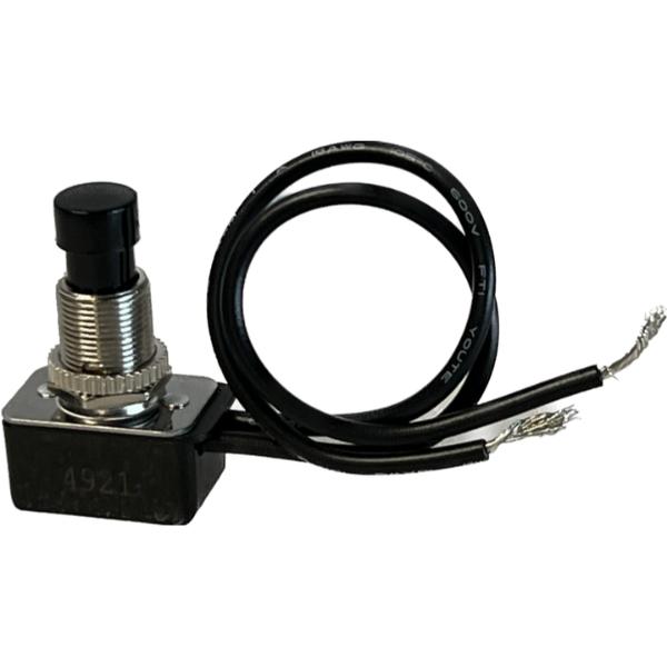 TS-215 Toggle Switches - SP Push But. 6 in. Leads Push On- Push Off Wire Leads 6A - 125V