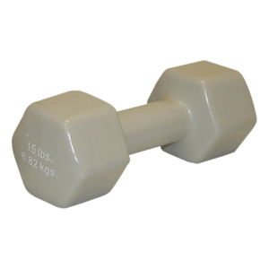 Picture of CanDo CanDo-10-0560-1 15 lbs Vinyl Coated Dumbbell&#44; Silver