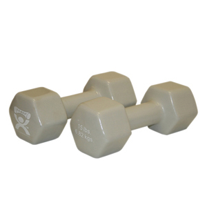 Picture of CanDo CanDo-10-0560-2 15 lbs Vinyl Coated Dumbbell&#44; Silver - 1 Pair