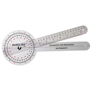Picture of Baseline Baseline-12-1000-25 360 deg Head Clear Plastic Goniometer 12 in. Arm - Pack of 25
